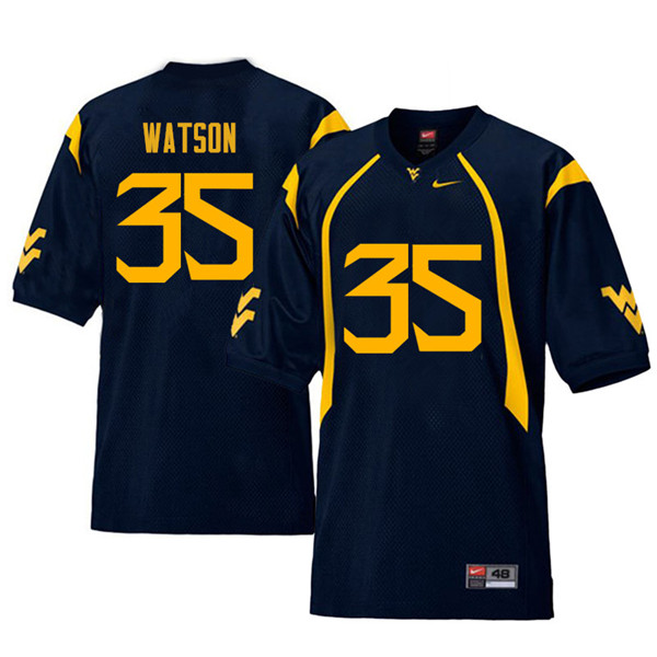 Men #35 Brady Watson West Virginia Mountaineers Retro College Football Jerseys Sale-Navy - Click Image to Close